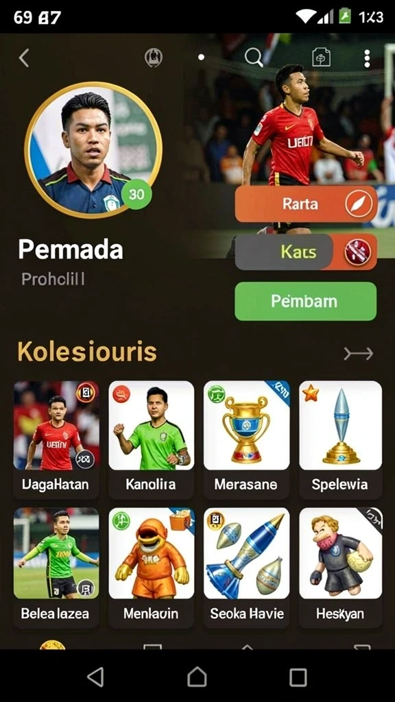 Tampilan menu utama 987UP yang menarik dan intuitif.